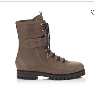 Jimmy Choo Taupe Flat Combat Boot